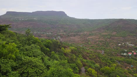 lonavala rainy sesone view hill station and river drone shot bird eye view