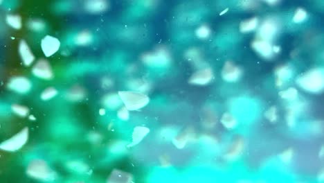 close up view of falling crystal ball snow