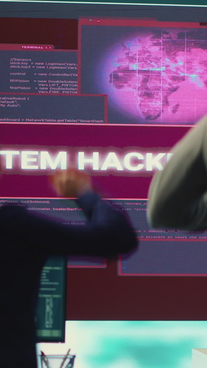 Hacker Celebrates Successful System Breach on Large Screen
