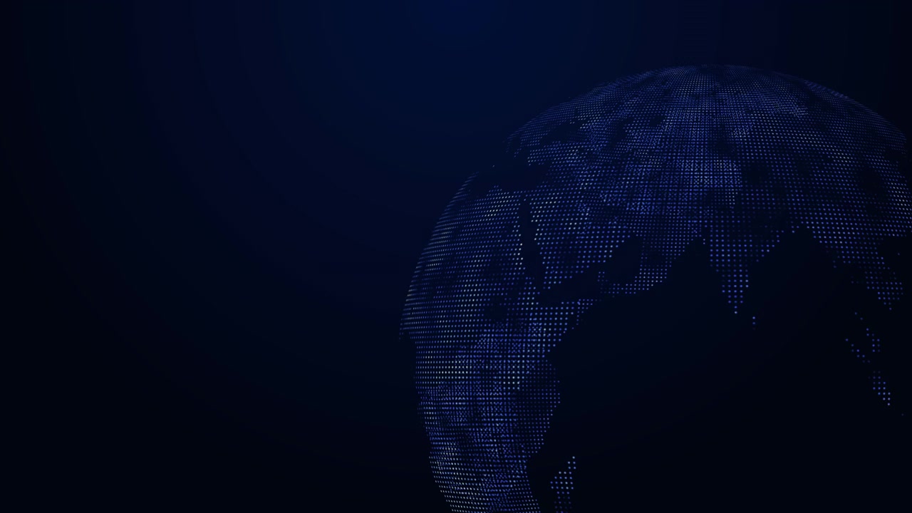 Digital Rotating Globe Made of Glowing Data Points
