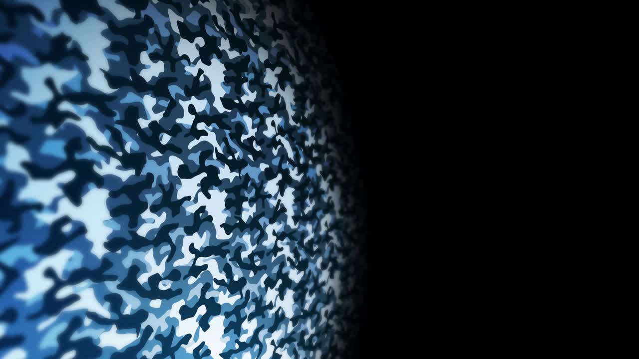 fondo de patrón de camuflaje azul. concepto de uniforme militar. línea abstracta y textura de onda. animación de bucle.