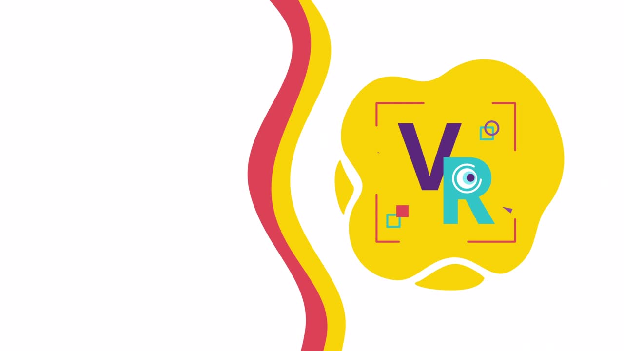 video en 4k del logotipo de realidad virtual de dibujos animados en fondo blanco.