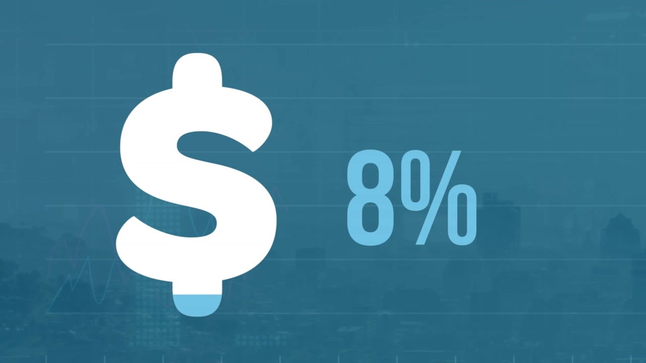 Dollar Sign Icon Filling Up with Percentage Counter