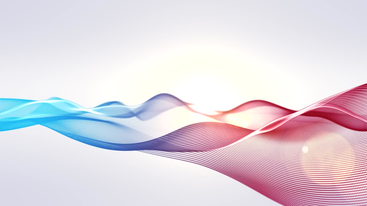 색 바탕에 추상적인 파동 입자와 선의 4k 영상, 디지털 기술 및 혁신 개념