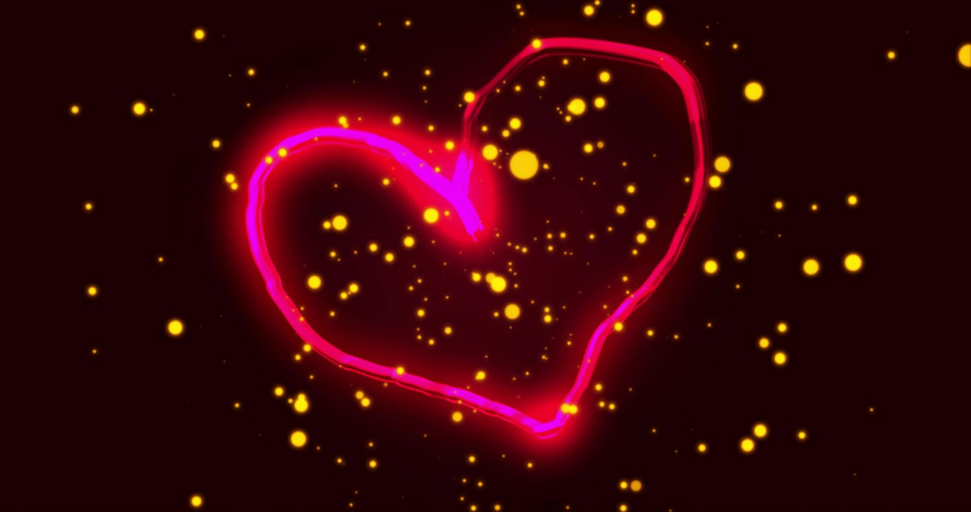 Piccolo bagliore magenta che inizia il movimento, guidando una scia di particelle verso l'esterno, formando un cuore luminoso per la promozione