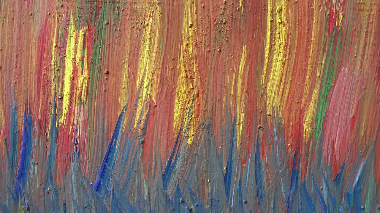 Abstracte tekening geschilderd met gouache. Opname van een bewegend beeld.