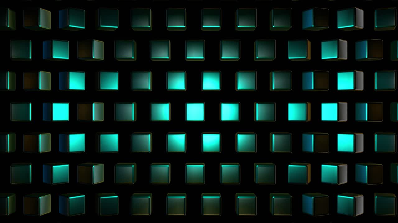 Abstract 3D Pattern of Glowing Teal Cubes