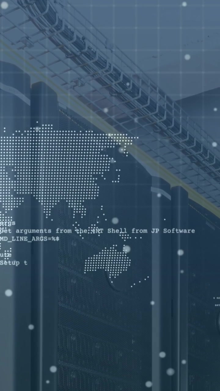 Animation of data processing over server room