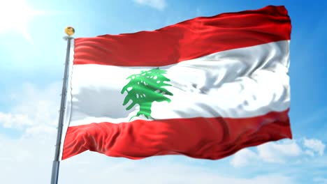 lebanon flag seamless looping 3d rendering video. beautiful textile cloth fabric loop waving