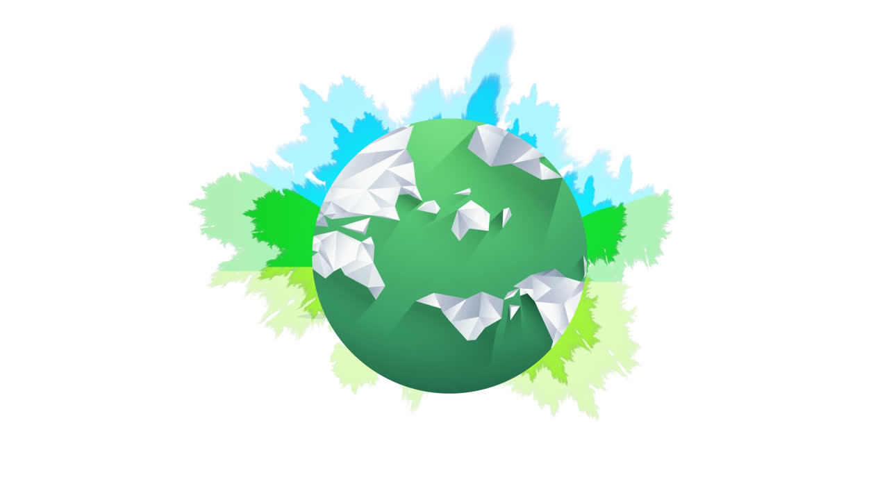 풍력 터빈 위의 지구의 애니메이션