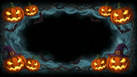 a spooky halloween scene featuring terrifying jack-o'-lanterns nestled among eerie bats and ominous fog, perfect for celebrating the haunted season