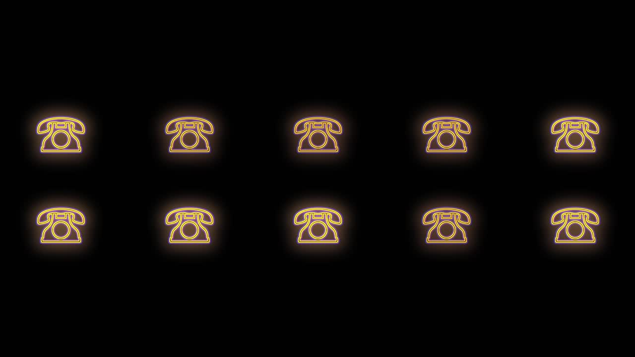 patrón de teléfonos retro amarillo neón en la noche