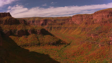 vibrant autumn foliage in a grand canyon-like landscape