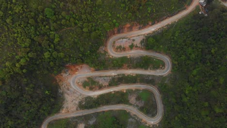 top down view of khau coc cha mountain pass at vietnam, aerial