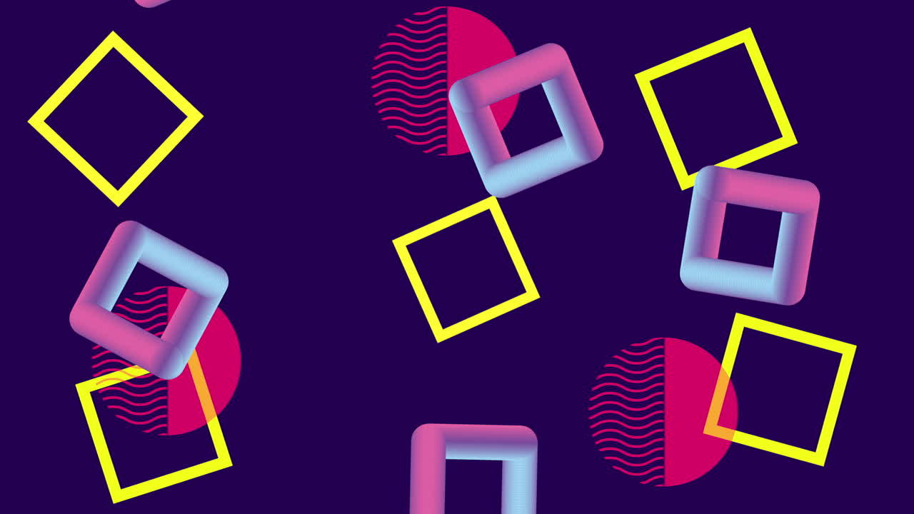 colores y figuras geométricas en animación de fondo azul