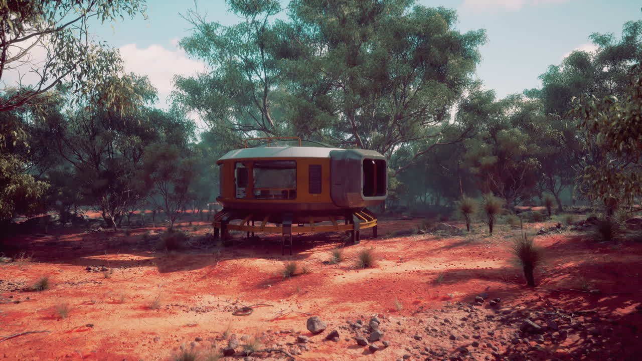 사막 숲 에 있는 미래 의 둥근 집