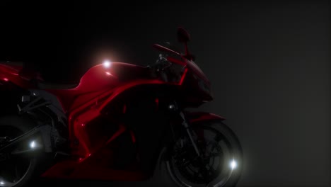 moto sport bike in dark studio with bright lights