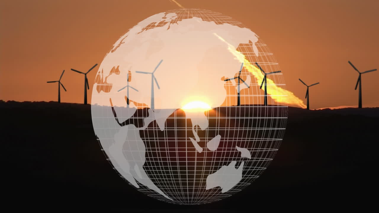 Digital composite of a world using sustainable energy source