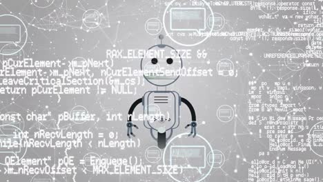 animación del icono de un chatbot y procesamiento de datos