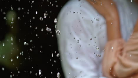 romantic time in the rain. couple sharing romantic moments under the rain