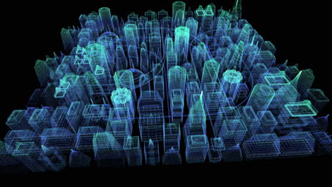 Futuristic-head-up-display-holographic-city-digitally-generated-image-virtual-reality-matrix-particles-in-cyber-space-background-environment