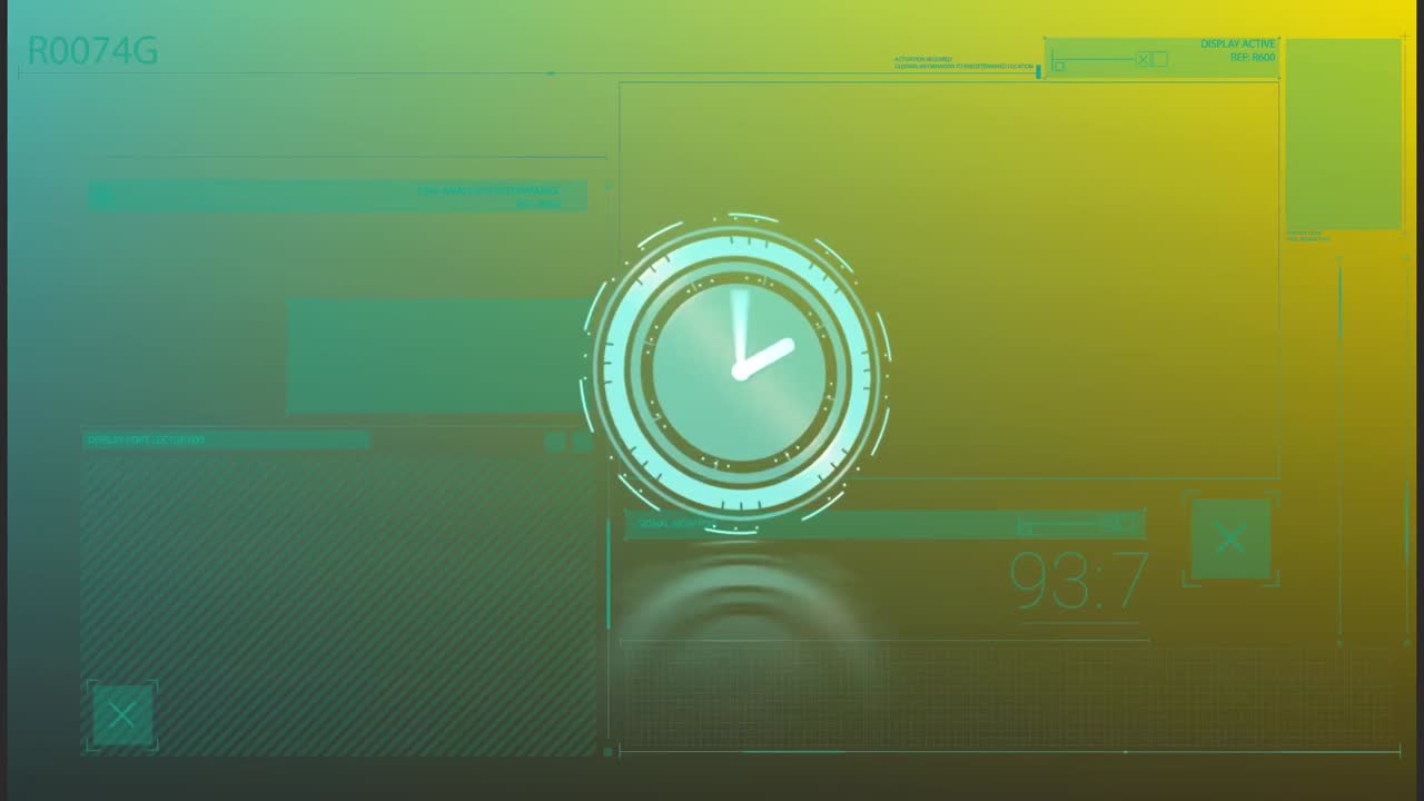 Animation of clock moving over data processing