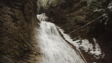 The-Majestic-Margaret-Falls-Situated-In-Herald-Provincial-Park-Near-Seymour-Arm-In-British-Columbia---Low-Angle-Shot