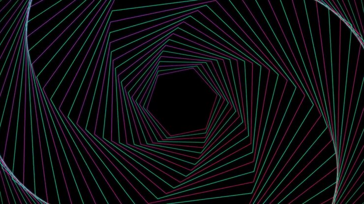 Animação de Túnel Hexagonal Geométrico Abstrato com Gradiente de Cores