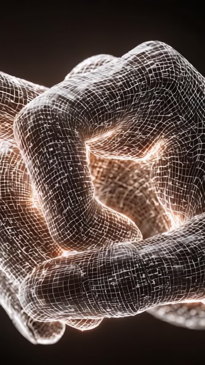 A Mesmerizing Display of Interconnected Hands Rendered in a Captivating Wireframe Design, Showcasing the Intricacy of Human Gesture and Form Through Light and Structure