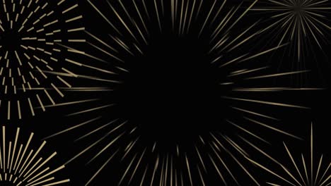 Animation-of-exploding-gold-fireworks-scrolling-on-black-background