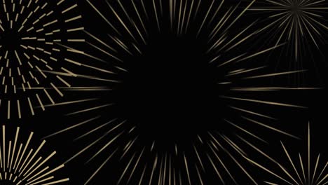 animation of exploding gold fireworks scrolling on black background