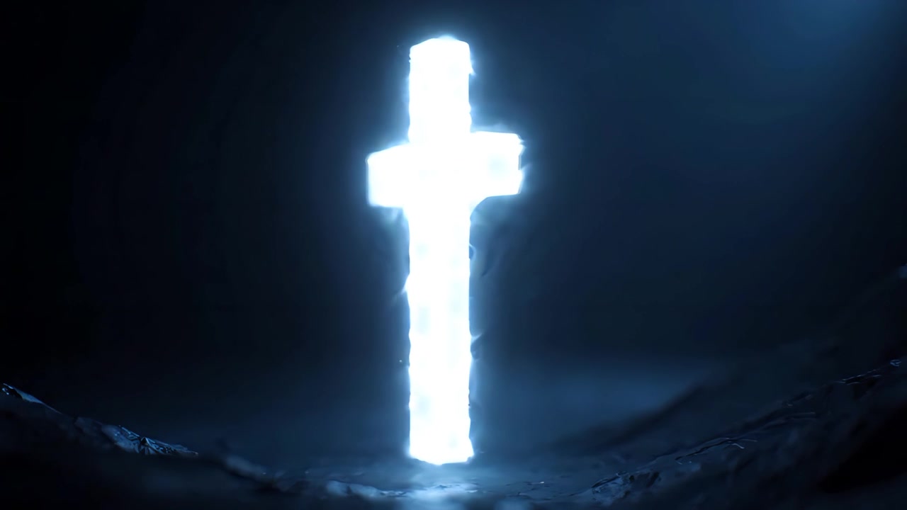 Sfondo per Adorazione 4K: Croce Cristiana e Luce Celeste