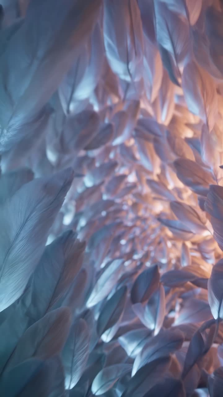 Ethereal Feathers Illuminated by Warm and Cool Lights