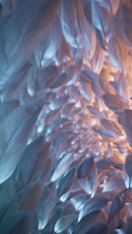 ethereal feathers illuminated by warm and cool lights