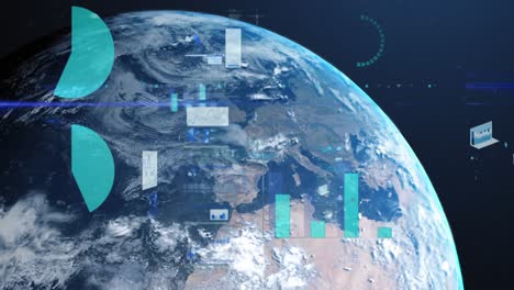 Animation-of-statistics-and-financial-data-processing-over-globe