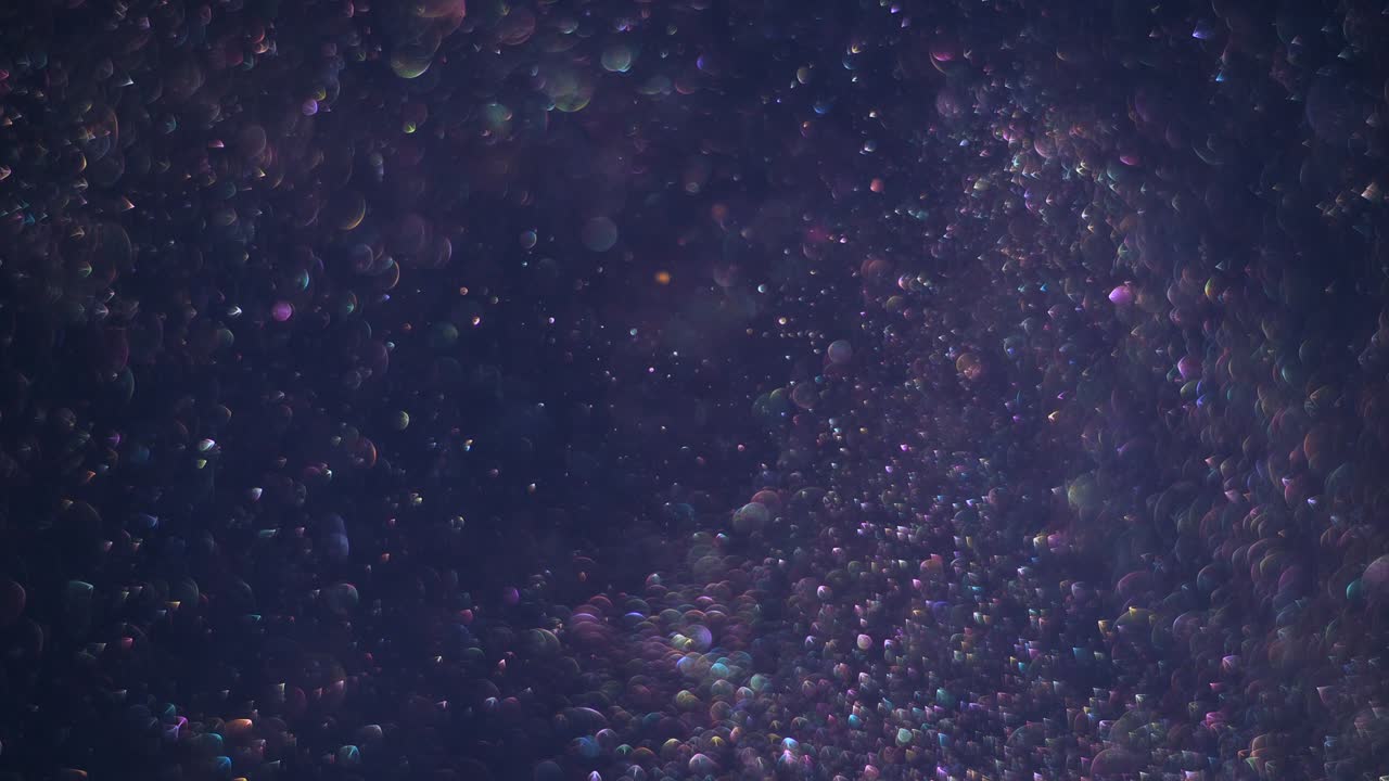 burbujas de color gris violeta transparente y sin costuras que giran y giran al azar en el aire sobre un fondo cósmico oscuro.