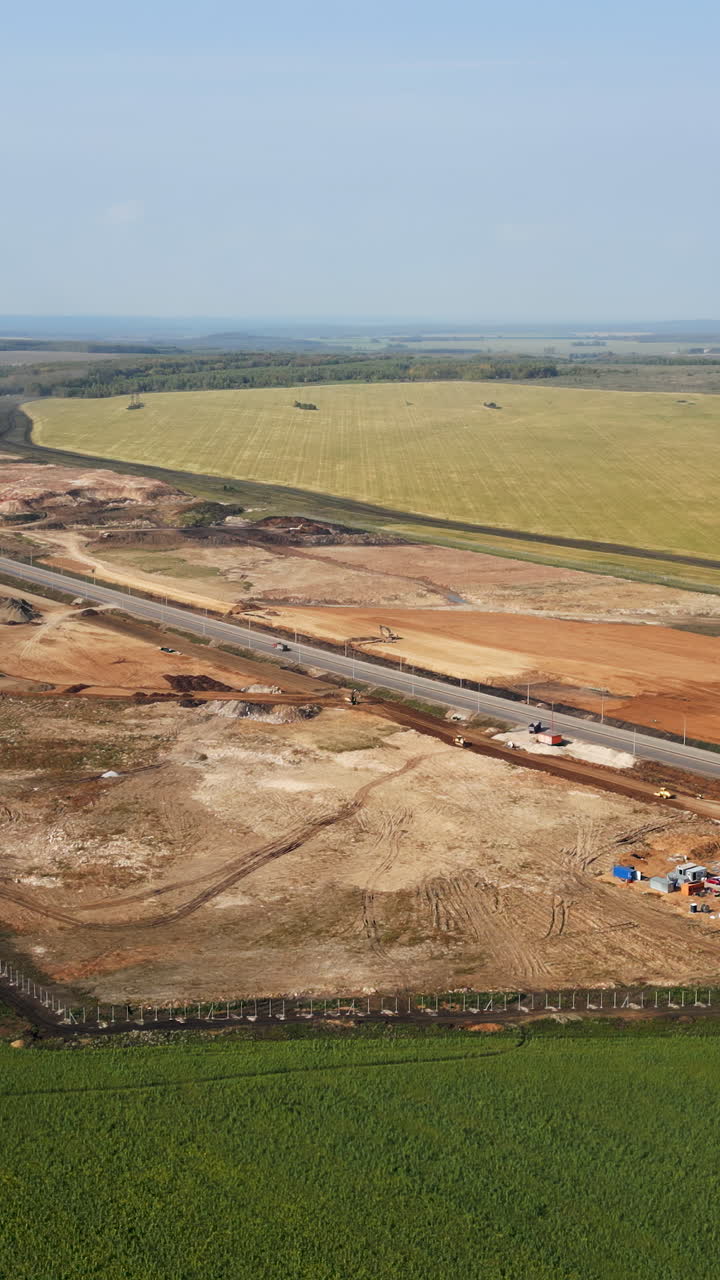 Aerial View of Road Construction Site
