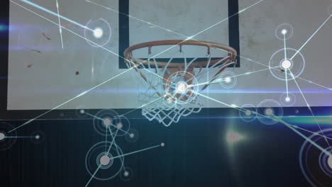 animation of network of connections over basketball match