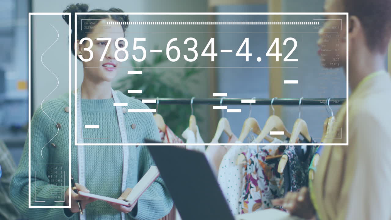 사무실에서 다양한 비즈니스 사람들에 대한 데이터 처리의 애니메이션