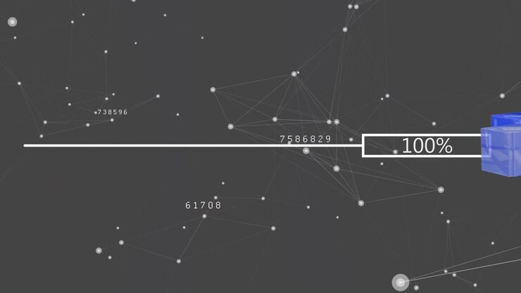 Animation of globe with network of connections and data processing