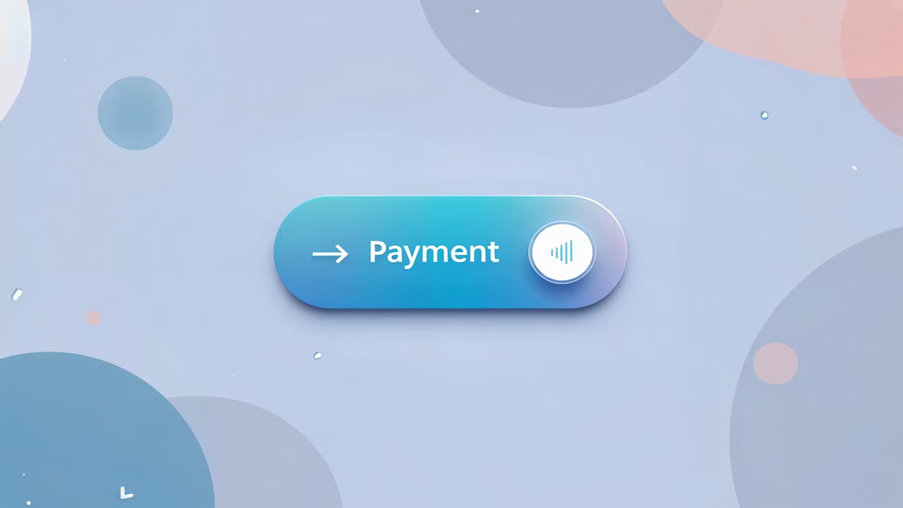 Looping pill Payment button staying centered in UI, knob pulsing, circles and blue bubble drifting