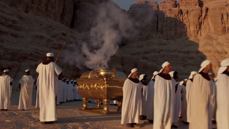 religious ceremony in a desert landscape