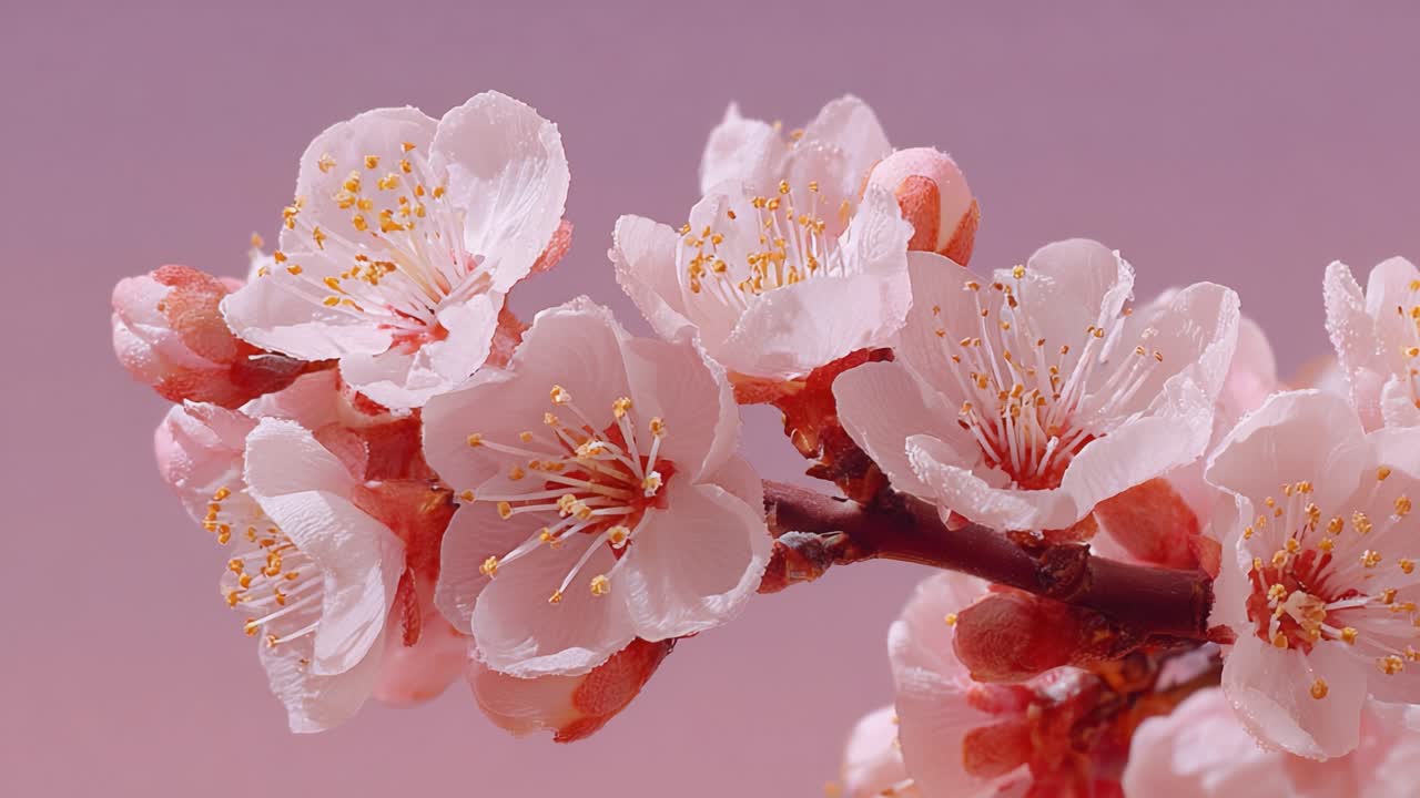 Captivating Blossom: Witness the Timeless Beauty of Delicate Pink Cherry Flowers Against a Soft Gradation of Colors in an Enchanting Floral Display