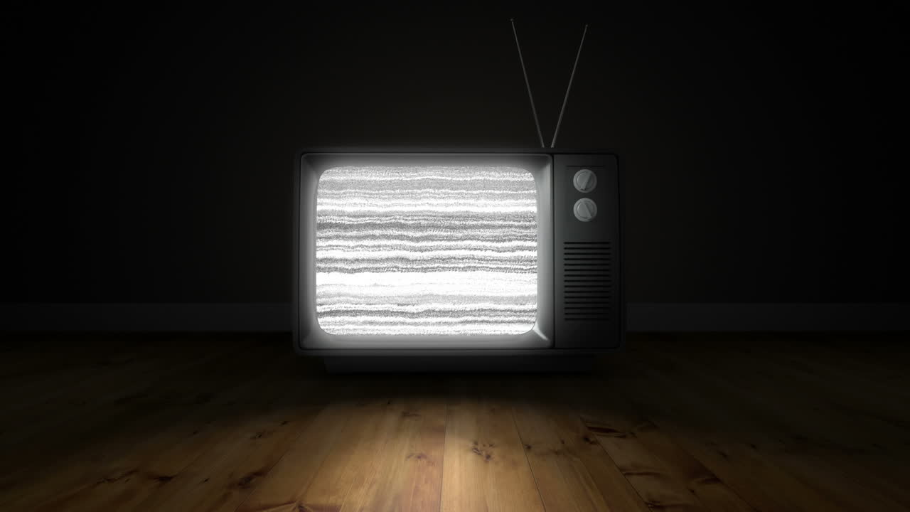 녹색 스크린 을 가진 구식 tv