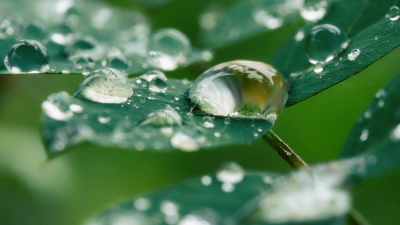Gota de água em folha verde em macro
