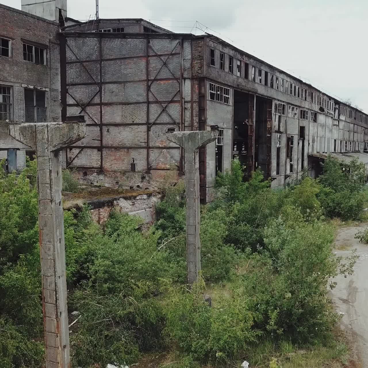 Abandoned industrial building. Aerial view.