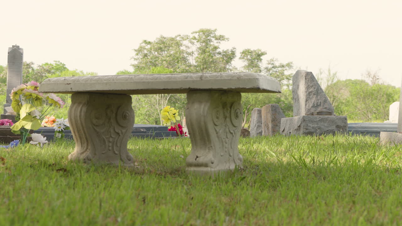 Stone Bench in a Cemetery
