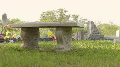 stone bench in a cemetery