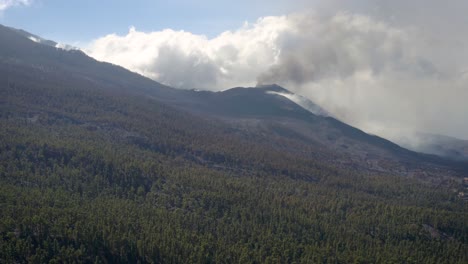 drone shot of the cumbre vieja volcano