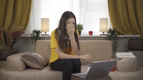 female student watching information and useful content.